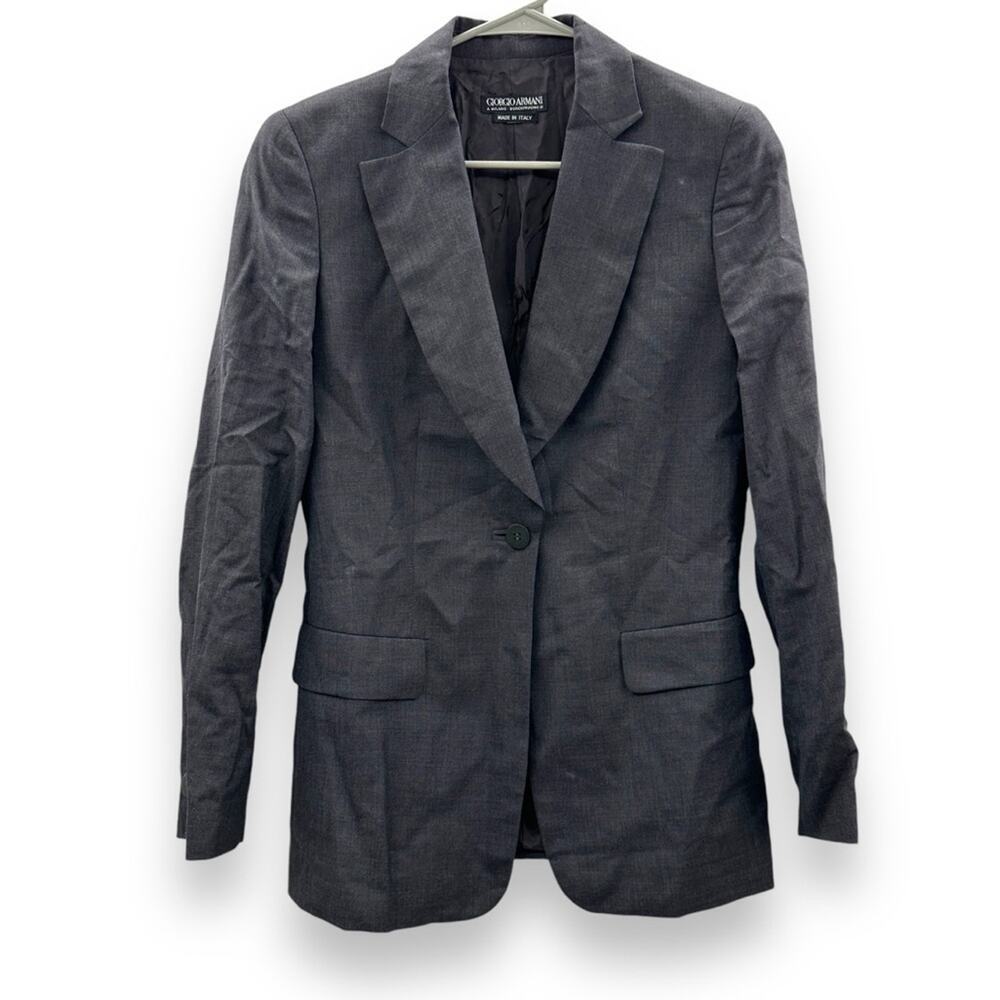 Giorgio Armani Wool Dark Gray Single Button Double Breasted Blazer Sz 40